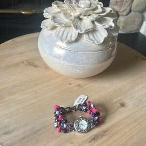 NWT Lucoral Santa Fe Vintage Genuine Gemstone Bead Wrist‎ Band Watch